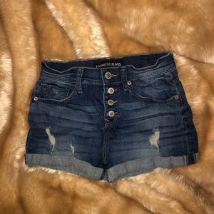 Express high waist denim shorts